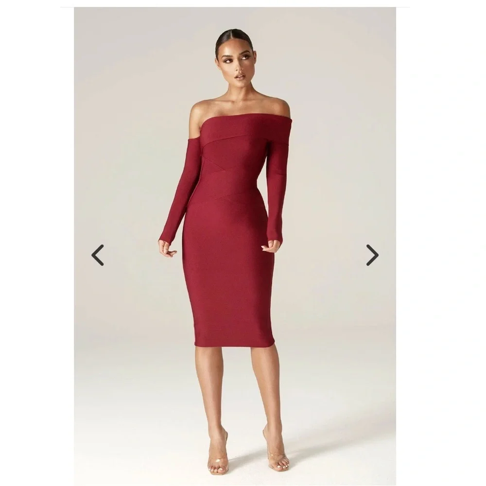 ALIEVA Shiva bandage dress maroon